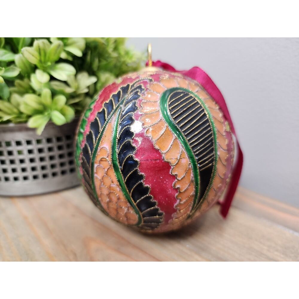 Cloisonné Floral Multicolored Paisley Enamel Hanging Ornament